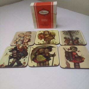 Pimpernel Acrylic 6 Traditional Coasters Hummel Cork Back Vintage